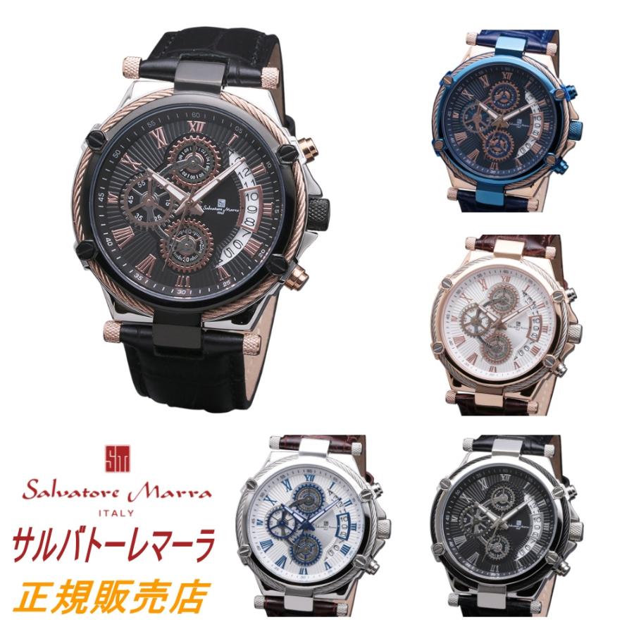 【美品＊稼動品】サルバトーレマーラ　メンズ　腕時計　デイトカレンダー　スモセコ サルバトーレマーラ Salvatore Marra アナログクォーツ 腕時計