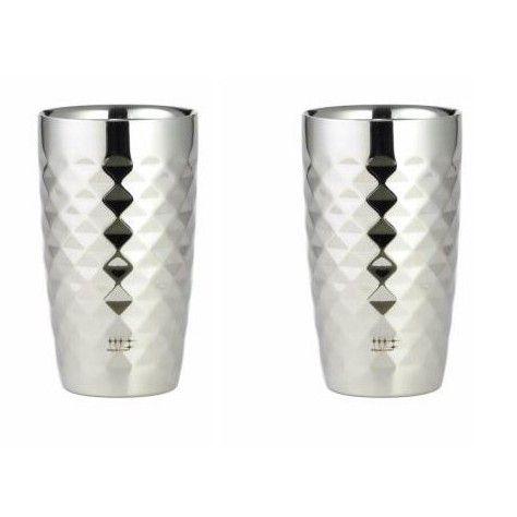 磨き屋シンジケート 2重ビアタンブラー ダイヤモンドカット 370ml 2個