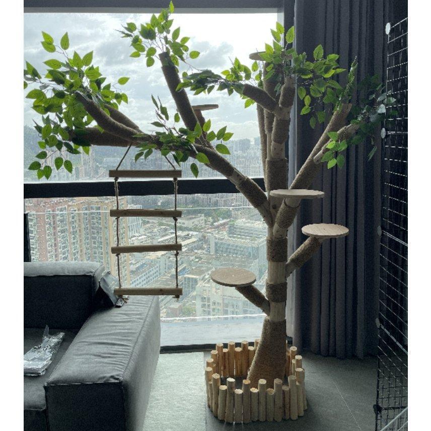 【タイムセール】 キャットタワー 木製 猫の木 猫登山 猫の活動ツリー 無垢材 猫のジャンプ プラットフォーム 猫登山タワー猫の活動木 猫の遊び地域 高1.5メートル 【SKC1178604534】(42444円)