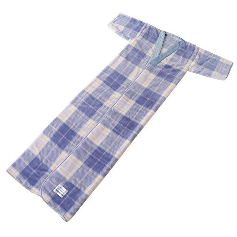 東京西川 着る毛布 なめらかアクリル マイモデル 日本製 やわらか チェック柄 ブルー FQ06017000B