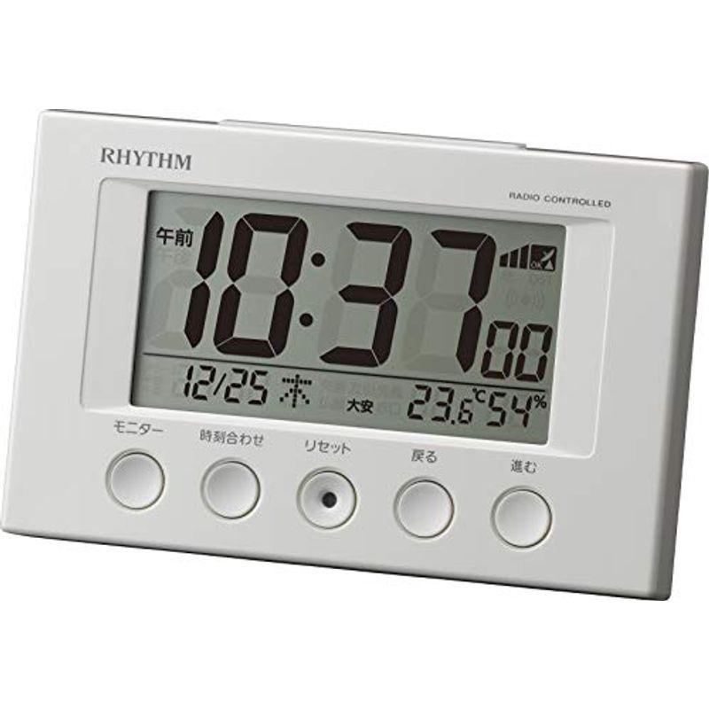 リズム(RHYTHM) 目覚まし時計 電波時計 温度計・湿度計付き フィットウェーブスマート 白 77×120×54mm 8RZ166SR0