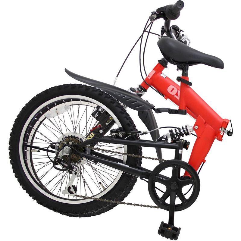 kyuzo 20インチ 折りたたみ自転車 シマノ純正6段変速にzoom製フロントサス リアサスを搭載した自転車