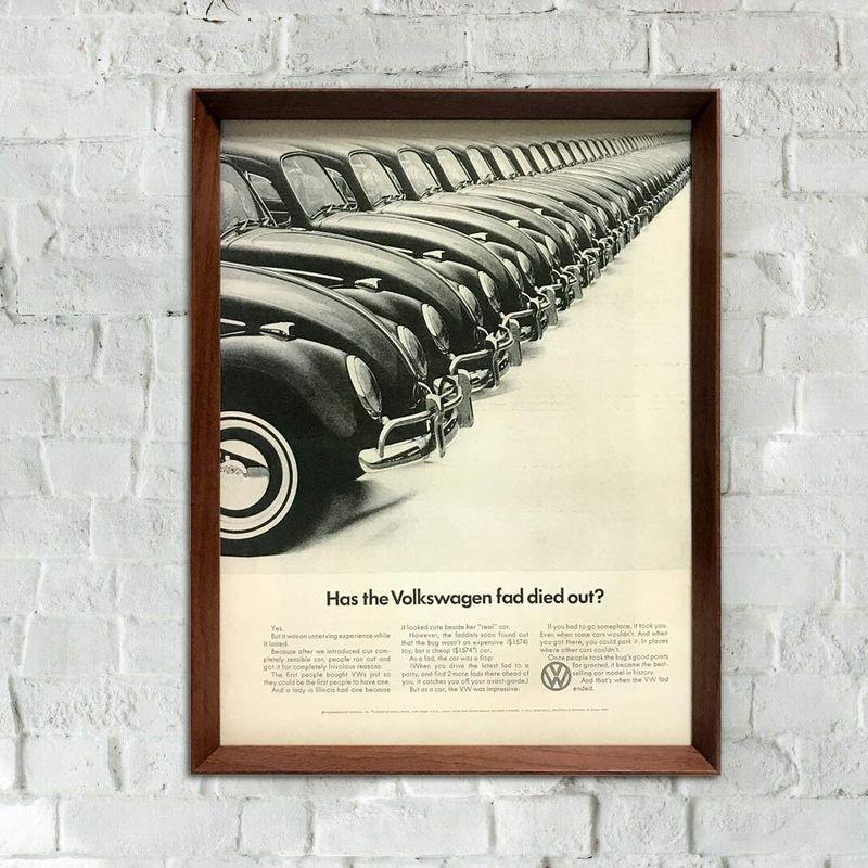 フォルクスワーゲン 1960年代 アメリカ雑誌 ビンテージ広告 ポスター 額付 アートフレーム 01 ポスターフレーム - onomade.net