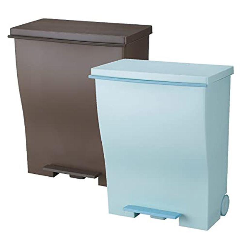 【感謝価格】 (アイムディー) I'mD 日本製ゴミ箱 KCUD (オールブラウン×オールブルーグリーン) 2個セット ワイドペダルペール クード ゴミ箱、ダストボックス