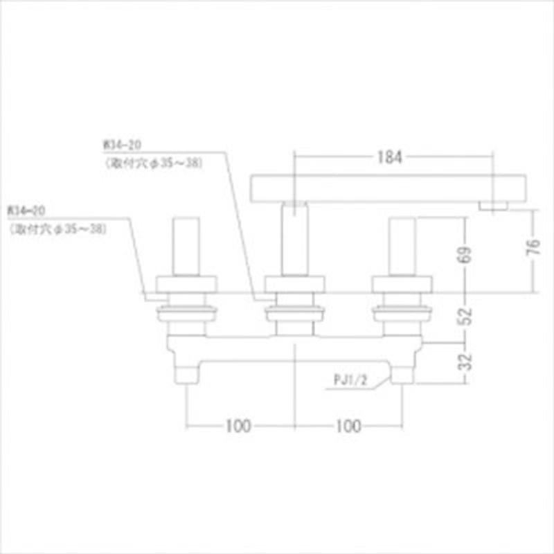 KM99KVK　栓金具　バス用埋込２ハンドル混合栓　ケーブイケー