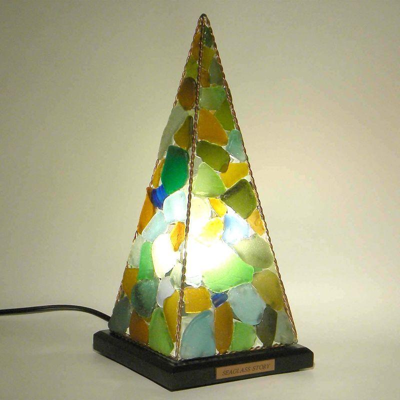 シーグラス　ピラミッドランプL　シックなモザイクカラー