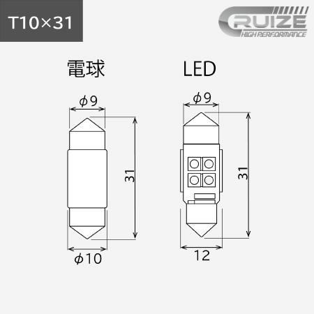 CRUIZE クルーズ LED バルブ T10×31 に対応 無極性タイプ 1個入り ルームランプ など｜r04st｜02