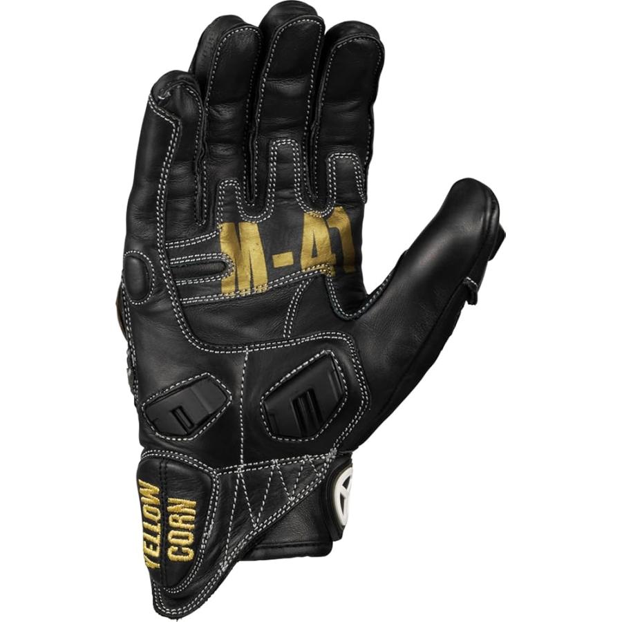 d*9様 イエローコーン チタニウムレザーグローブ YG192 BK/SV 　M イエローコーン【YELLOW CORN】 YG−192チタニウム