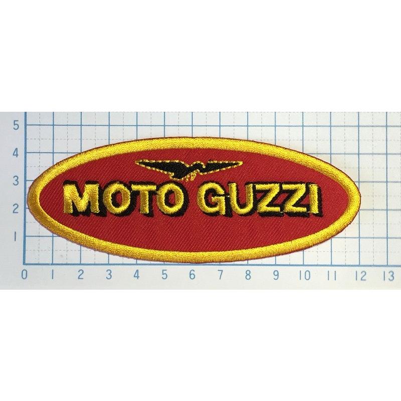MOTO GUZZI 黒いマーク 赤×黄色のロゴとフチ 楕円型 ワッペン