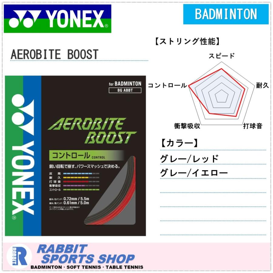 ヨネックス エアロバイト ブースト AEROBITE BOOST バドミントンガット BGABBT : abbt : ラビットスポーツショップ -  通販 - Yahoo!ショッピング