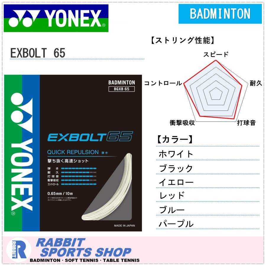 YONEX ヨネックス エクスボルト65 EXBOLT 65 バドミントンガット YONEX ヨネックス エクスボルト65 EXBOLT 65 バドミントンガット