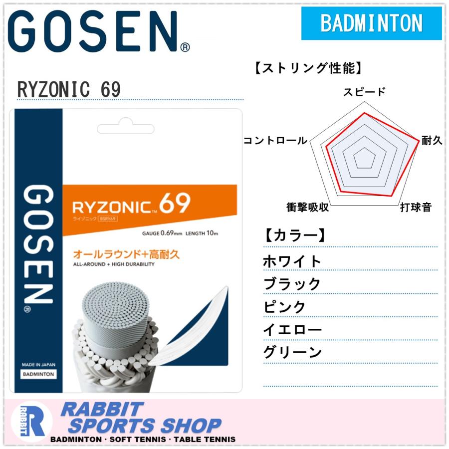 GOSEN（ゴーセン） RYZONIC69 ライゾニック69 バドミントン ガット