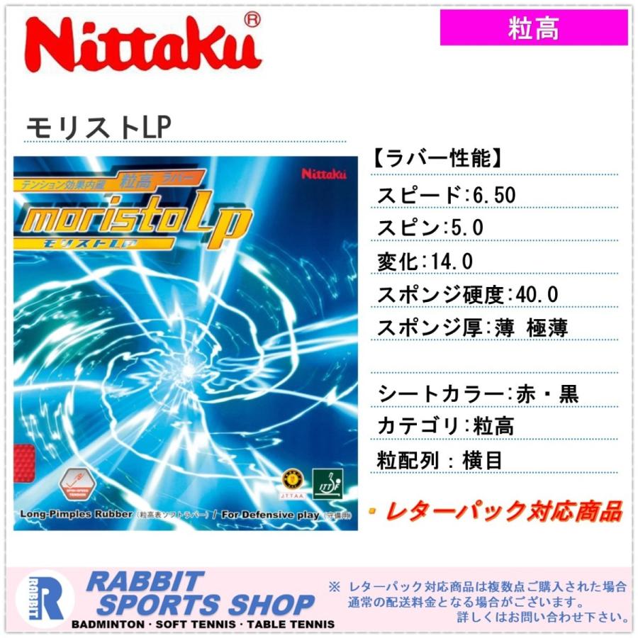 ニッタク nittaku モリストLP ONE MORISTO LP ONE レッド/ブラック 粒高 一枚 変化系｜rabbit-shop