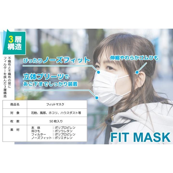 マスク 不織布マスク 50枚 送料無料 ふつうサイズ 使い捨て 3層構造 白
