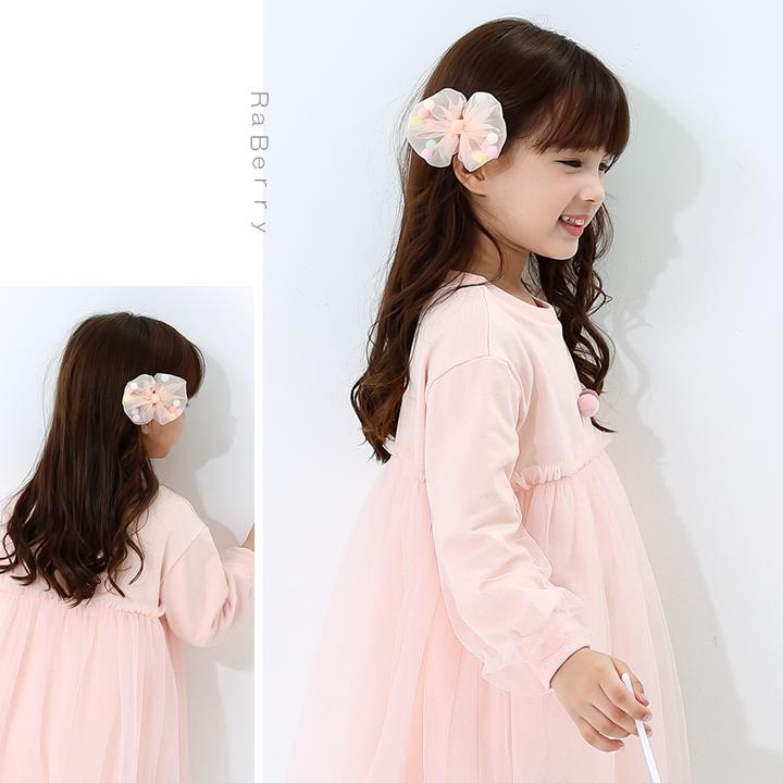 チュール ヘアクリップ ポンポン リボン キッズ 女の子 子供用 こども用 子ども用 ヘアアクセサリー 髪飾り プチプラ プレゼント ライトピンク |  | 03