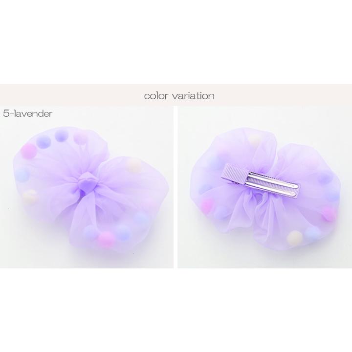 チュール ヘアクリップ ポンポン リボン キッズ 女の子 子供用 こども用 子ども用 ヘアアクセサリー 髪飾り プチプラ プレゼント ライトピンク |  | 06