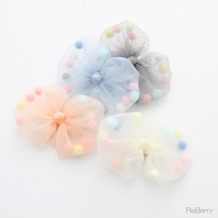 チュール ヘアクリップ ポンポン リボン キッズ 女の子 子供用 こども用 子ども用 ヘアアクセサリー 髪飾り プチプラ プレゼント ライトピンク |  | 08