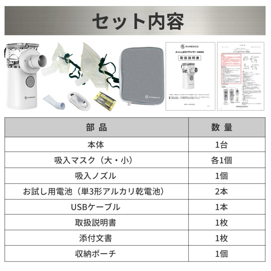 メーカー直営店 ネブライザー メッシュ式  医療機器 一般医療機器届出済 超音波 吸入器 霧化 噴霧 喘息 ぜんそく ポーチ付き 小型 コンパクト 静音設計 吸入器｜rabliss｜15