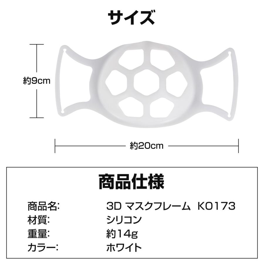 汗をかく季節に!! 5個セット マスクフレーム シリコン 軽量 立体 3D