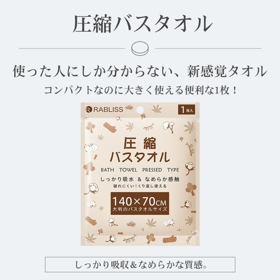 RABLISS バスタオル 圧縮バスタオル 個包装 圧縮タオル 厚手 使い捨て