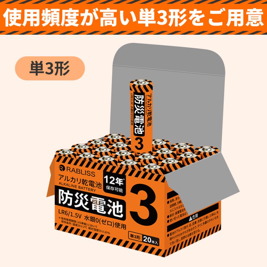 防災電池 防災備蓄 第3形 【12年保存可能】 電池 防災士監修 乾電池 単
