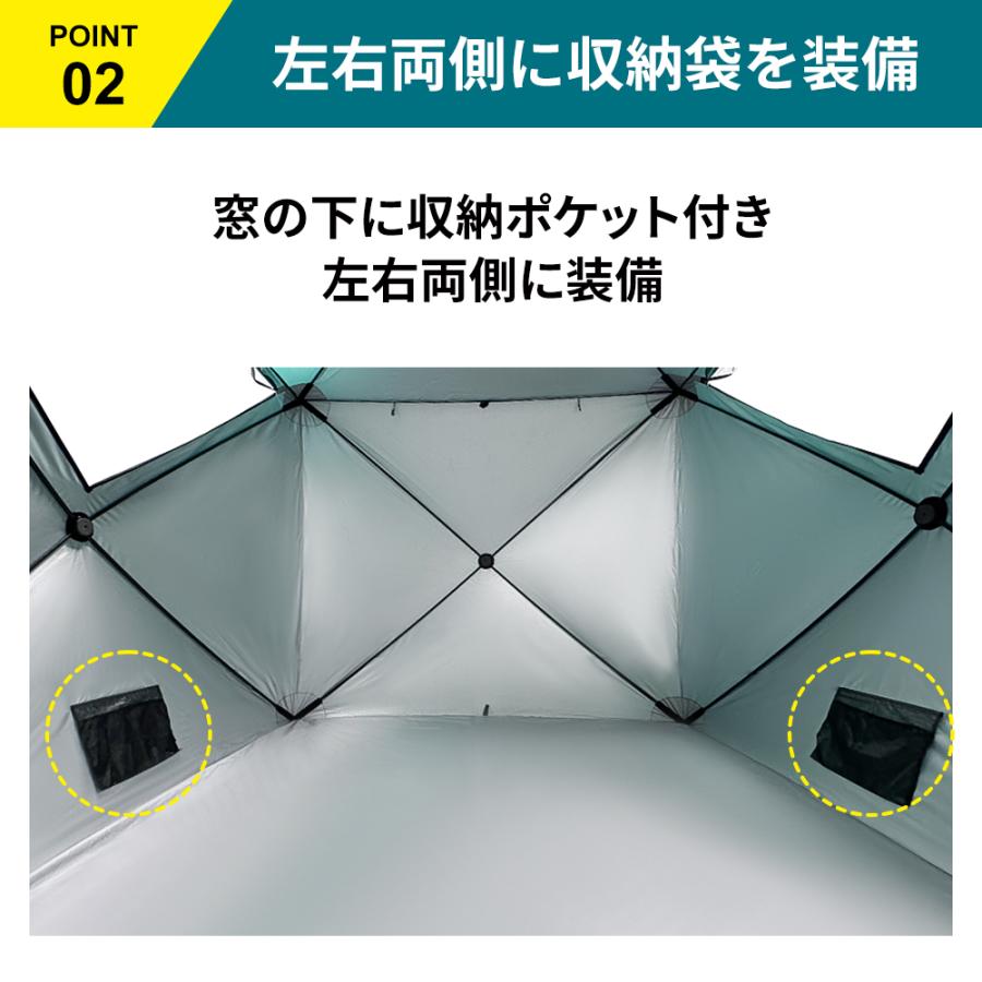ワンタッチ避難テント 自立構造 道具不要 防災 テント 防災テント 二重窓 網戸付き 内側ロック可能 抗菌 防炎 防水 UVカット プライバシー ワンタッチテント_7
