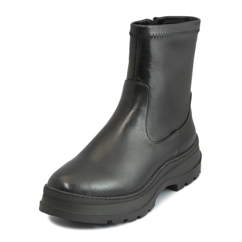 【新品ダグ付き】EN あしながおじさん レザーショートブーツ 24cm ブラック あしながおじさん 1610047 BL ブラック ショートブーツ サイド