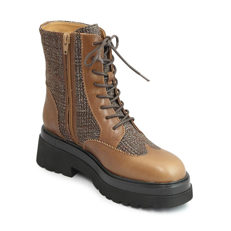 未使用級✨chausser 786 7穴 Vibram 牛革 レースアップブーツ あしながおじさん 6701575 BR ブラウン レースアップブーツ ファスナー
