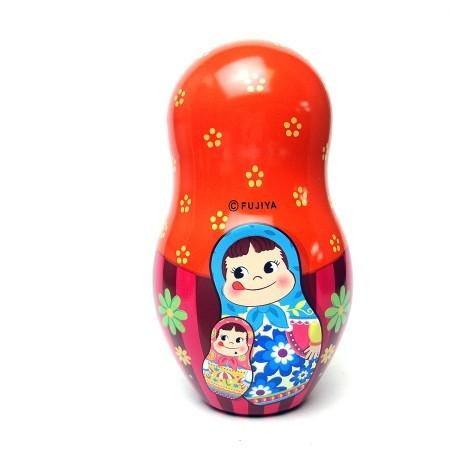 不二家（FUJIYA） ペコちゃん 秋のマトリョーシカ人形缶 A