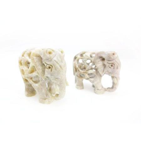代引可 インド象ペアー置物