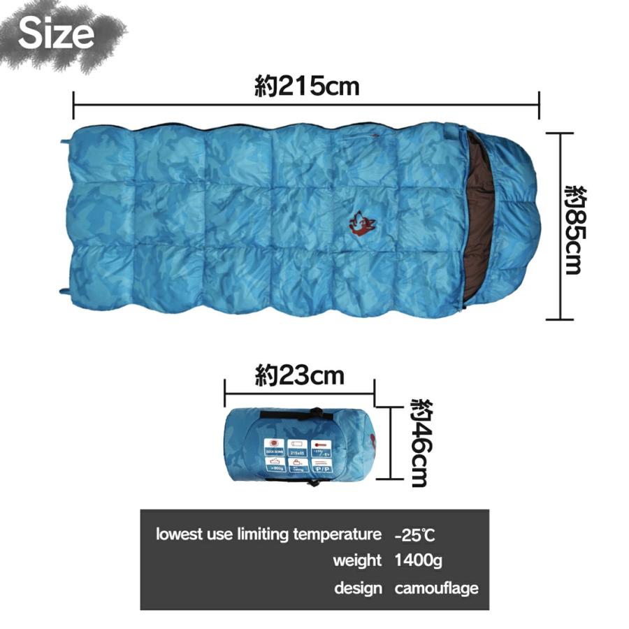 ダウン 寝袋 シュラフ 大人 キャンプ アウトドア車中泊 最低使用限界温度-25℃ 軽い 暖かい｜racket-field｜02