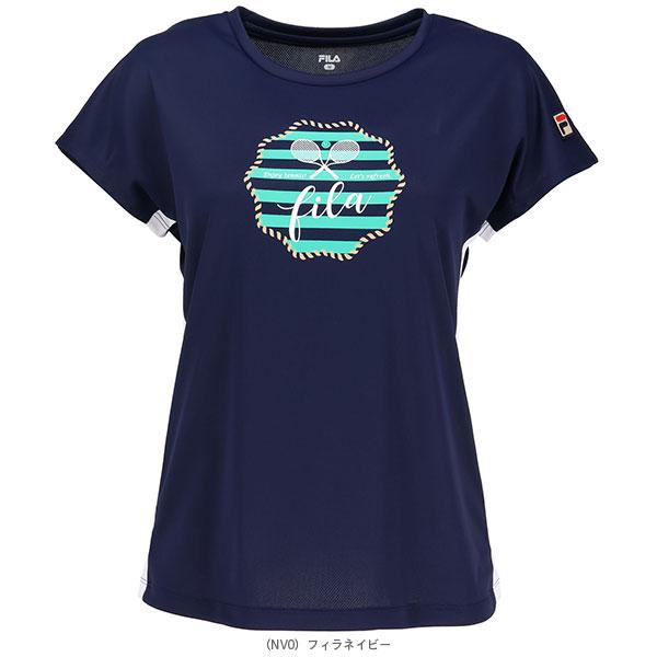 フィラ　テニスウェア　紺色トップス　Mサイズ　新品 FILA（フィラ） テニスウェア『レディース』 グラフィックTシャツ