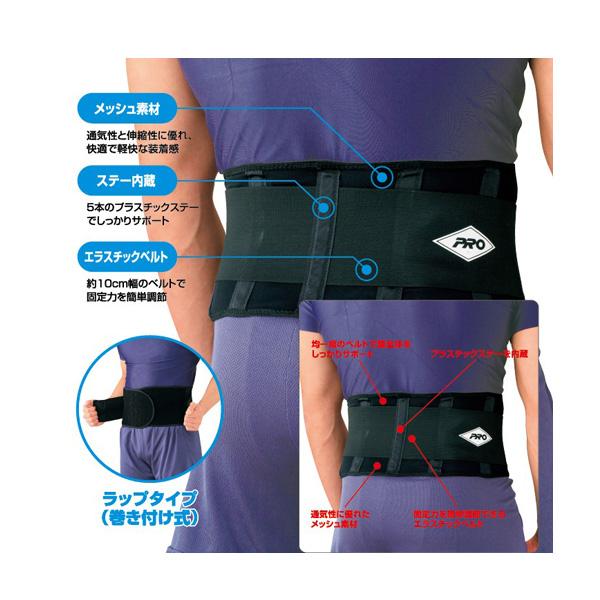 プロ オールスポーツサポーターケア商品 スーパープロ バックサポート/腰用/ラップタイプ/プラスチックステー装備/ハードサポート/Wサポート式『20191』 | PRO（ムトー） | 01