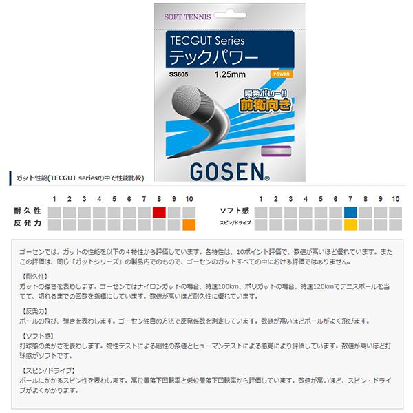 ゴーセン ソフトテニスストリング『単張』 テックガット テックパワー TECGUT TECPOWER SS605 ガット ソフトテニスガット | TECGUT | 01