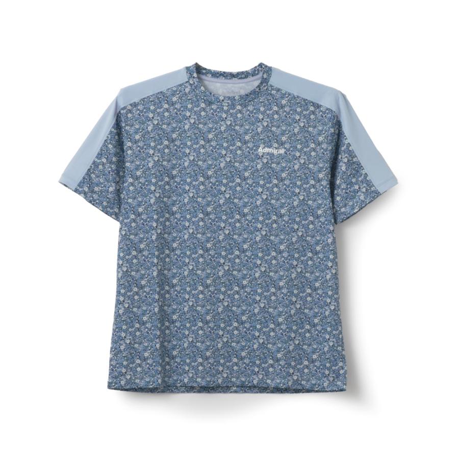 【新品】Admiral ブルーフラワーパターン TシャツL Admiral（アドミラル） メンズ ショルダーラインフラワープリント TEE