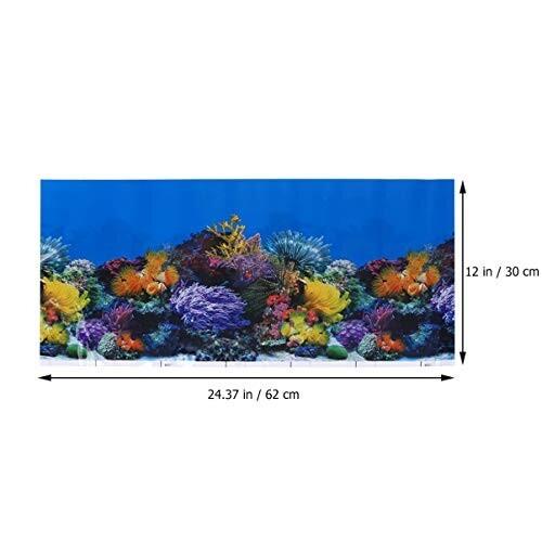 Popetpop 62x30cm 水族館ポスター 永遠の定番 3ｄ効果 バックスクリーン 水草 魚 水槽 両面壁紙 水槽の背景 水族館 水槽の飾り