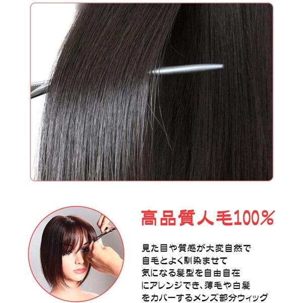前髪 部分ウィッグ 分け目専用 人毛100% 超リアル人工皮膚 ウイッグ つむじ付き 総手植え シ 【George】