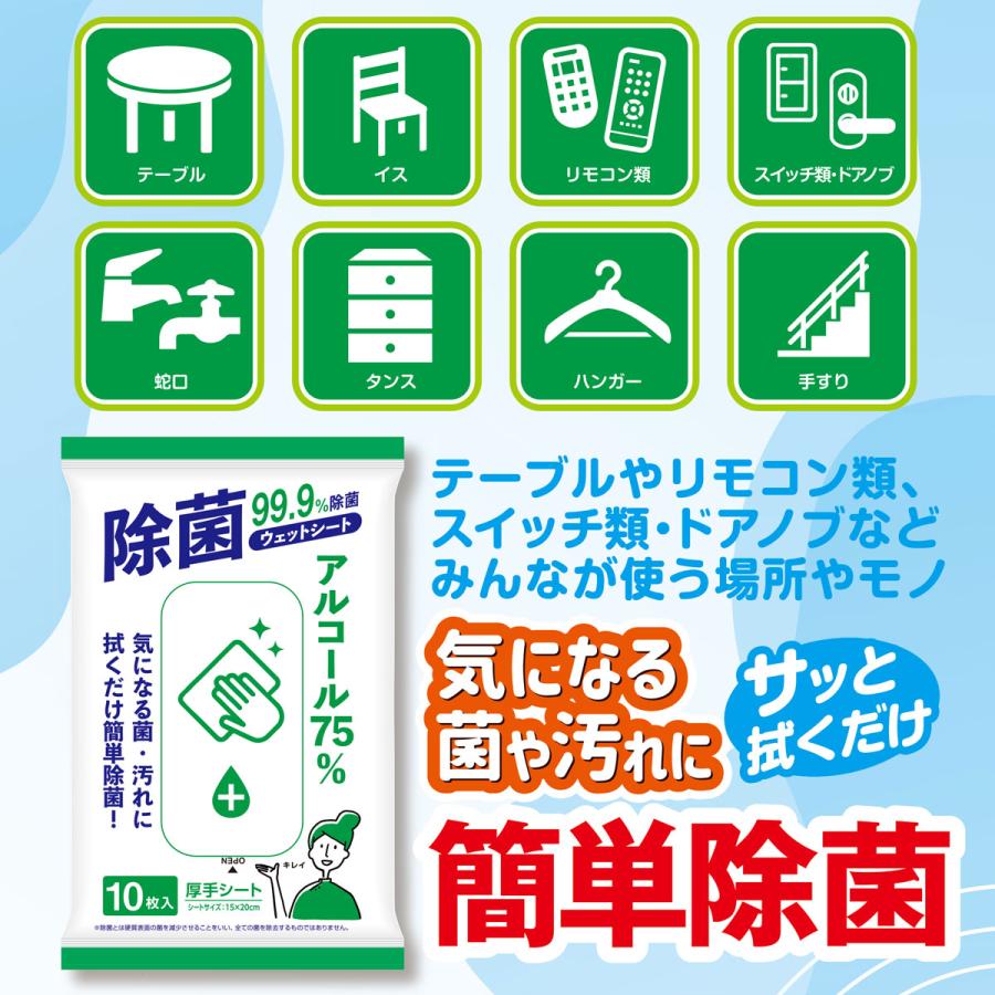 除菌アルコールウェットシート 10枚入 ×200個 1ケース まとめ買い |  | 02