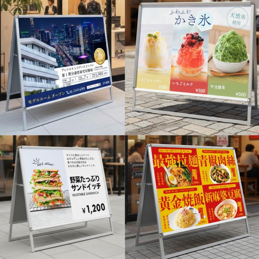 超大型 A型看板 ワイド 屋外対応 両面 軽量アルミフレーム スタンド型
