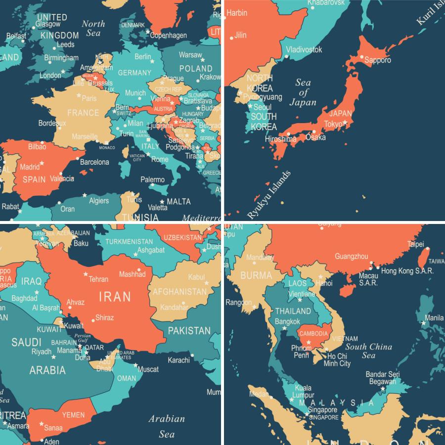 世界地図 ポスター [ネイビーシー] 英語 オフィス インテリア World
