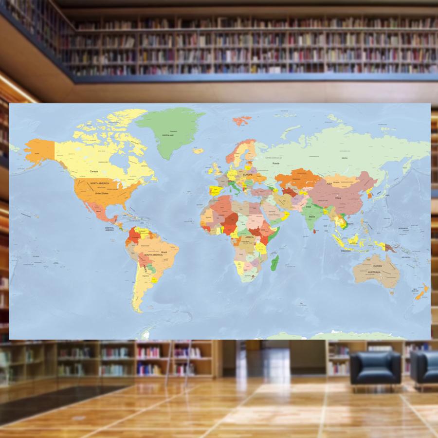 世界地図 ポスター [スタンダード] 英語 オフィス インテリア World
