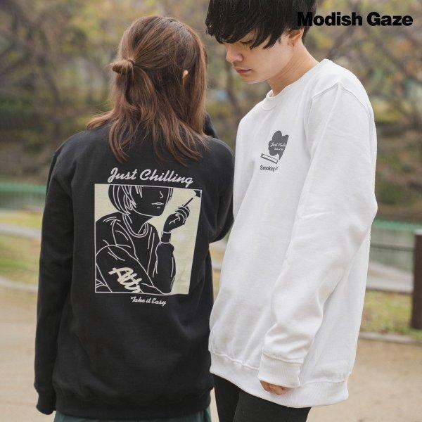 かわいい新作 Modish Gaze モディッシュガゼ 8 4oz 線画タバコガールイラスト スウェットトレーナー オープンセール Mine Kyushu U Ac Jp