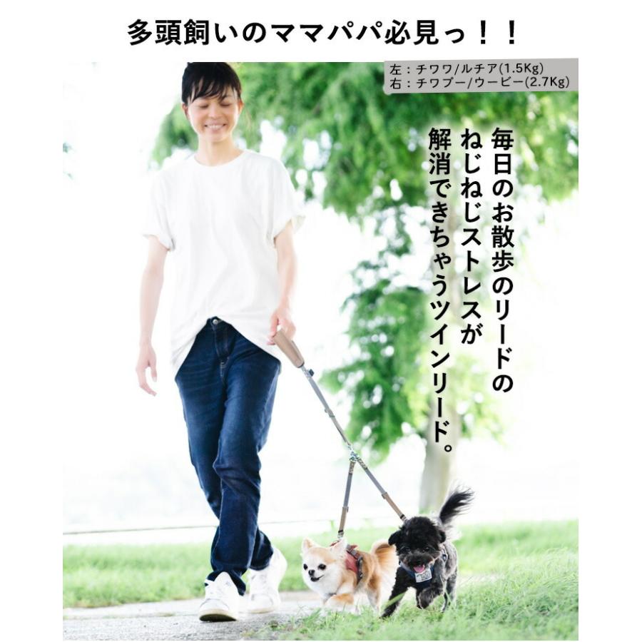 ふるさと納税 犬用 リード コーデュラ R ツインリード Mサイズ 撥水 防汚 散歩 多頭飼い 2頭引き用リード メール便可 Discoversvg Com