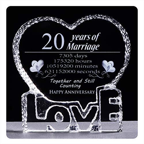 YWHL 20年 20周年 結婚記念日 クリスタル彫刻 記念品 彼女 妻 彼女 彼 夫へのギフト (20年) ペーパーウェイト