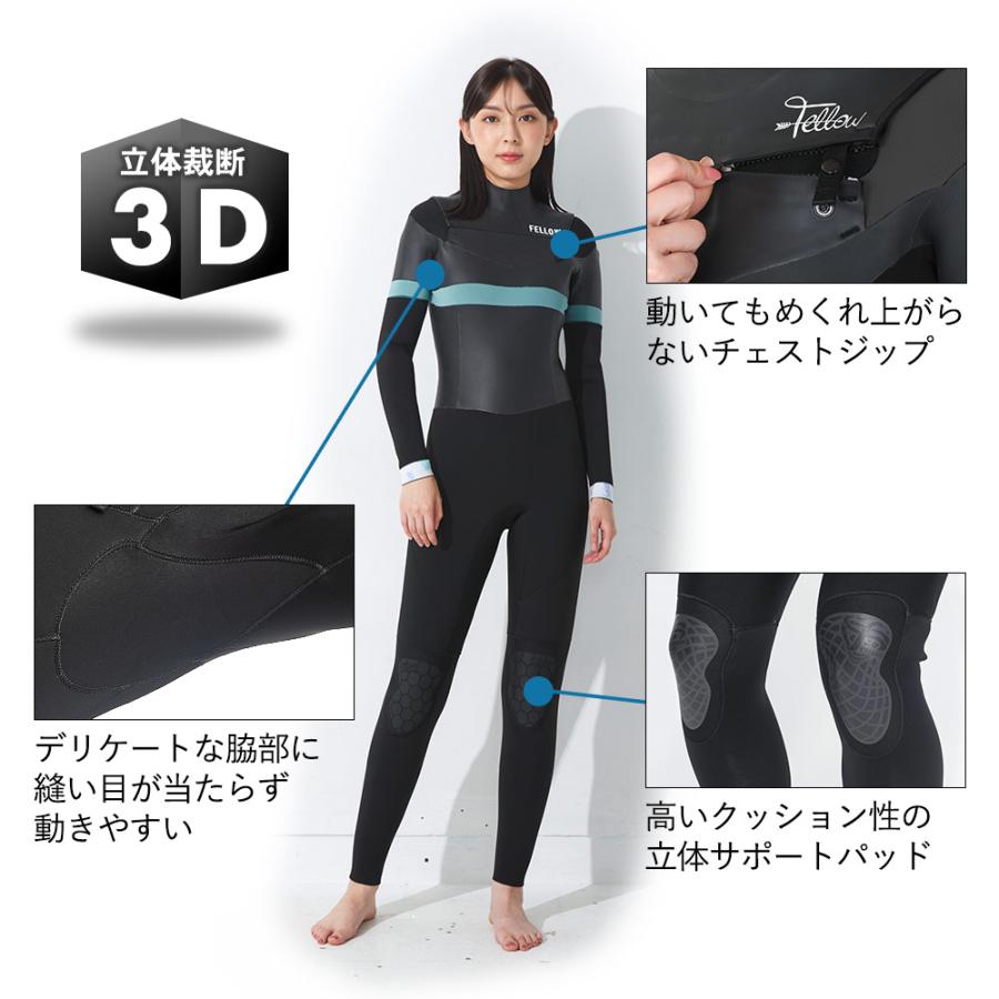 FELLOW ウェットスーツ フルスーツ レディース チェストジップ 3mm