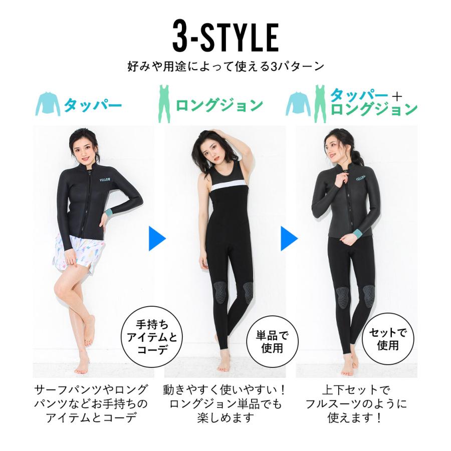(T)FELLOWウェットスーツレディース ロングジョン 3mmタッパー 2mm FELLOW 【特価】FELLOW ウェットスーツ タッパー 3mm ＆ ロングジョン