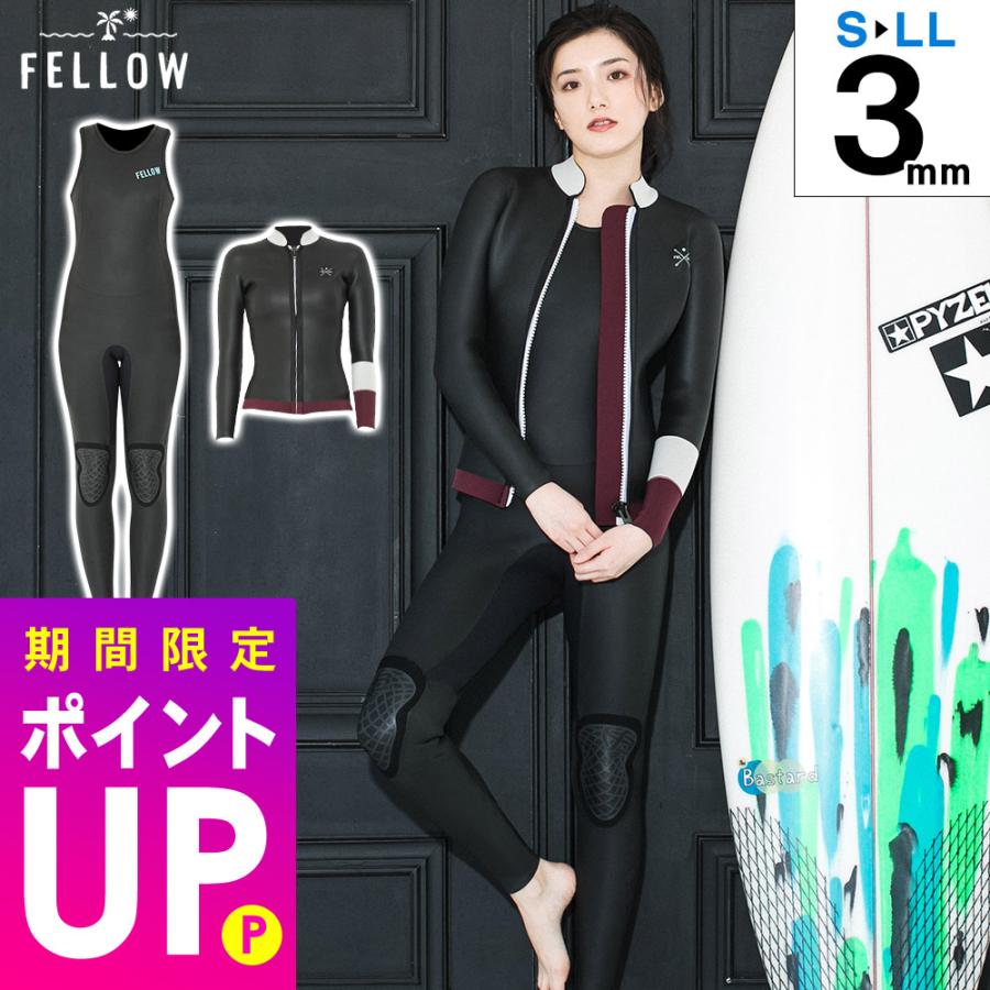 FELLOW ウェットスーツ ロングジョン＆タッパーセット レディース FELLOW ウェットスーツ タッパー 3mm ＆ バックジップ ロング