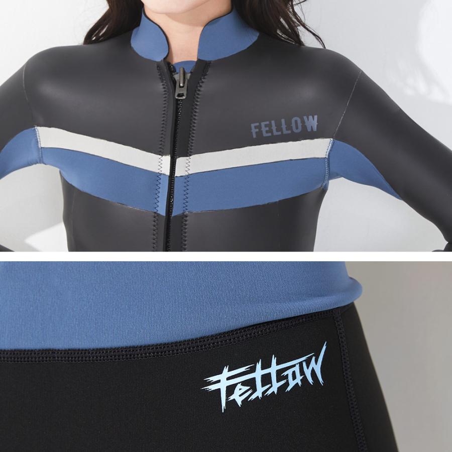 FELLOW ウェットスーツ 上下セット 黒/水色 FELLOW ウェットスーツ タッパー 3mm ＆ ロングパンツ 1.5mm セット