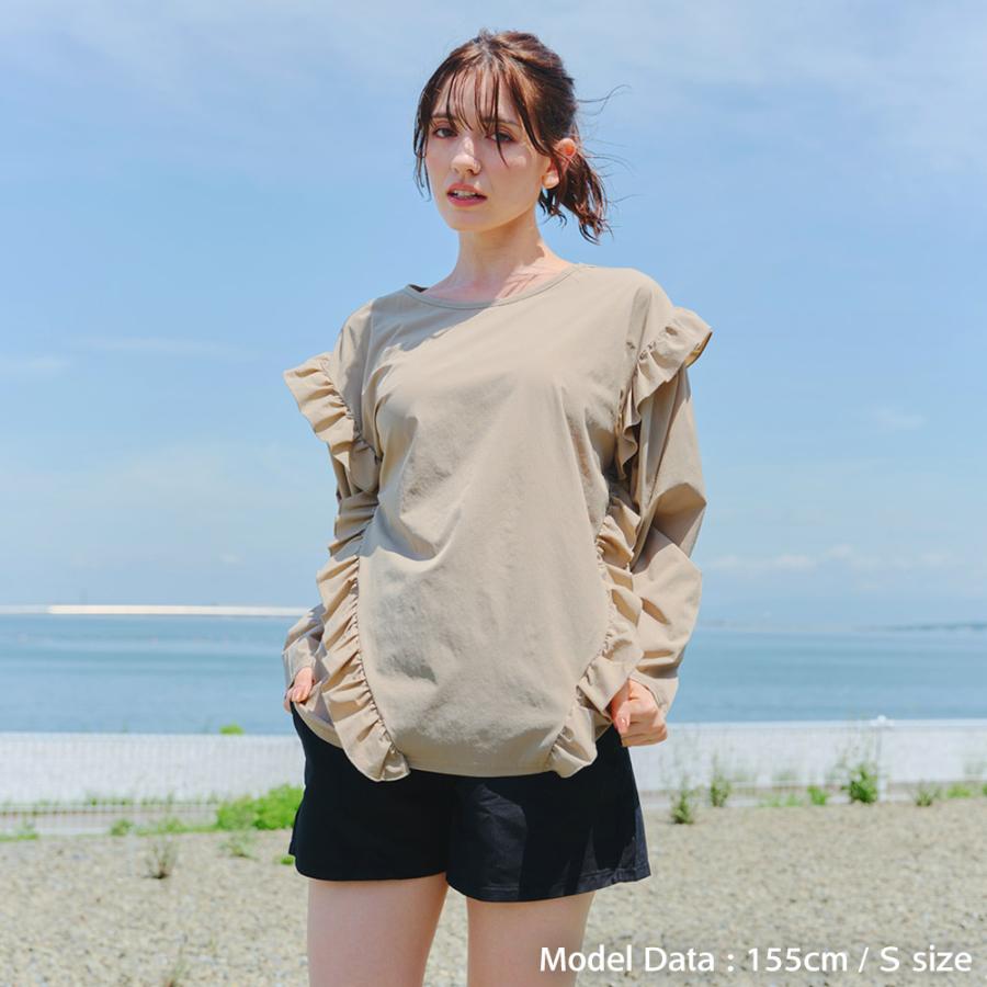 UVケア付き　長袖　ポロシャツ　フリル　スカート　セットアップ　サイズL 新品 UVケア付き 長袖 ポロシャツ フリル スカート セットアップ