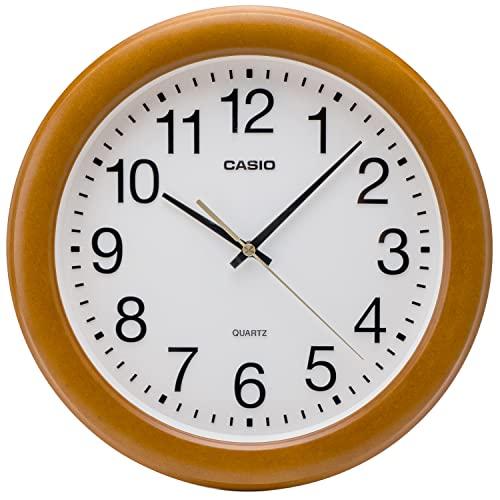 CASIO(カシオ) 掛け時計 ブラウン アナログ 木目 29.5cm 静音 連続秒針